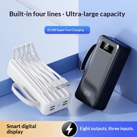 Batterie externe ultra-capacité 30000 mAh avec charge super rapide 22,5 W et chargeur mobile intégré à quatre ports