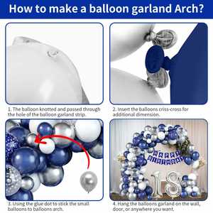 Decoraciones de 18 cumpleaños Azul Feliz cumpleaños Bunting Banner Globos de plata Arco Kit Decoración de fiesta de plata Hombres Mujeres Aniversario - Product Image 5
