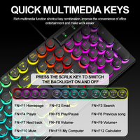 T-WOLF TF270 Wired Punk Style Keyboard and Mouse Combos Round Keycap 104keys Keyboard Colorful Backlit Gaming Keyboard Mouse