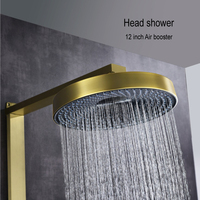 Ensemble de douche CSF moderne en laiton brossé avec barre coulissante, contrôle thermostatique, poignée unique, jets multiples et massage doux