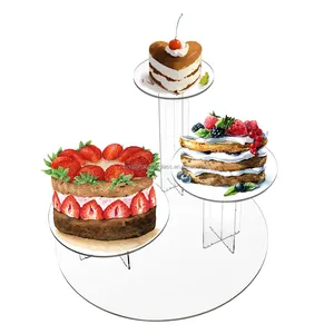 Présentoir à gâteaux rond en acrylique, socle à 3 couches transparentes, pour Buffet, Base de présentation, pour Dessert