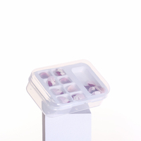 Boîte de rangement pour pointes d'ongles cosmétiques, en plastique, carrée, transparente, vide, type coquille, pour décorations d'ongles