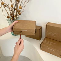 Boîte d'Expédition en Carton Kraft Brun Personnalisée avec Bande Adhésive Détachable, Boîte d'Envoi, Emballage de Boîtes à Fermeture Éclair Livrée à Plat