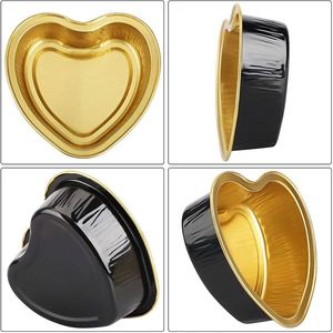 255ml/200ml PP & Aluminum <b>Foil</b> Baking Cups with Lids Heart Shaped Recyclable Food Grade for Snacks Desserts Flan Cupcake & Pie - Product Image 2