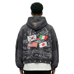 Felpa <span class=keywords><strong>con</strong></span> cappuccio da <span class=keywords><strong>uomo</strong></span> all'ingrosso <span class=keywords><strong>con</strong></span> <span class=keywords><strong>mezza</strong></span> <span class=keywords><strong>zip</strong></span>, 100% cotone, oversize, streetwear, 400 g/m², vestibilità squadrata, personalizzabile, lavaggio acido, pesante, per <span class=keywords><strong>uomo</strong></span> - Product Image 3