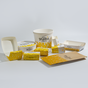 Vente en gros Assiettes et bols en <span class=keywords><strong>carton</strong></span> de qualité alimentaire jetables en <span class=keywords><strong>carton</strong></span> avec logo personnalisé Emballage alimentaire à emporter pour hamburger poulet frit - Product Image 5