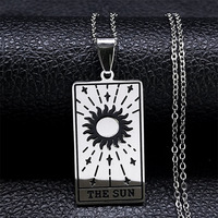 Tarot Cartes Géométrique Significatif Lune Signe Du Soleil Colliers En Acier Inoxydable Chance Amulette Major Arcana Collier Ésotérisme Bijoux