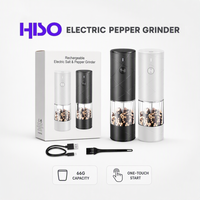 Moulin à sel et à poivre électrique, lot de 2, rechargeable par USB, noyau en céramique de qualité alimentaire, lumière LED, moulin à épices réglable, acier inoxydable