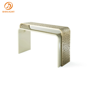 <span class=keywords><strong>Console</strong></span> moderne de luxe avec design de cascade incurvée intégré et finition texturée <span class=keywords><strong>exotique</strong></span>, mobilier haut de gamme pour entrée et hall d'hôtel - Product Image 4