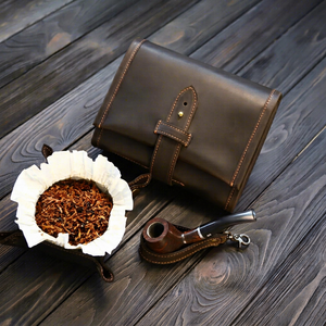 Étui de Voyage Personnalisé en Cuir Véritable pour Pipe, Pochette Vintage pour Tabac, Accessoire de Voyage Durable PRB-0003 - Product Image 1