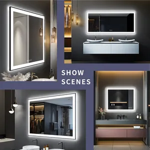 Miroir de salle de bain rétro-éclairé personnalisé avec triple couleur Miroir intelligent étanche avec LED pour hôtel