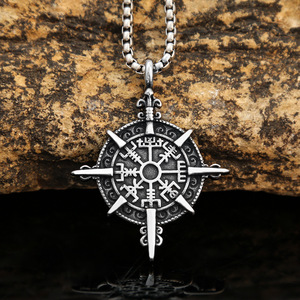 Yunnique – collier avec pendentif boussole viking en acier inoxydable, unisexe, style rétro, forme d'épée, accessoire de bijoux à la mode - Product Image 3