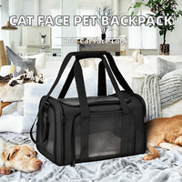 Sac à dos de luxe pliable et étanche pour animaux de compagnie, motif chat mignon, avec fermeture éclair carrée et fenêtre transparente pour chiens, plusieurs couleurs, idéal pour les voyages