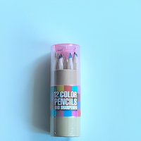 Ensemble de 12 crayons de couleur en bois naturel, crayons d'art portables dans un tube en kraft avec taille-crayon pour le dessin scolaire