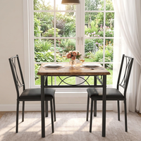 Ensemble de table à manger carrée compacte KirKasa TZ002 pour la maison, 3 pièces, plateau en pierre, chaises rembourrées avec dossier en métal, pour les petits espaces, appartement