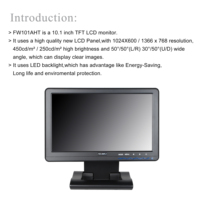 FEELWORLD FW101AHT New 10.1 Inch Intellitouch IPS LCD Touch Monitor 1024x600 Resolution /VGA/AV Interfaces Education OEM/ODM