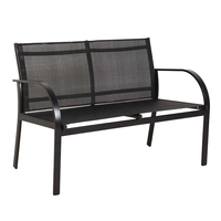 Joyeleisure Ensemble de 4 chaises suspendues en acier et table en verre, mobilier d'extérieur moderne, portable et simple pour jardin, cour et parc