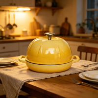 Four à pain en fonte émaillée jaune, cloche à pain rond à levain avec couvercle bombé, vente en gros