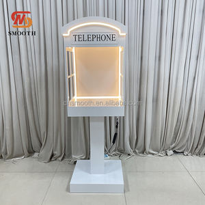 Support de livre d'or audio de cabine téléphonique en métal blanc de nouveau design lisse pour la décoration de mariage - Product Image 3