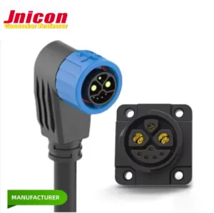 M25 2 + 1 + 5 Pinos Push Lock Plug Elétrica IP67 Conector de 90 Graus à Prova D 'Água moldado com Fio para E-Bike elétrica e E-scooter