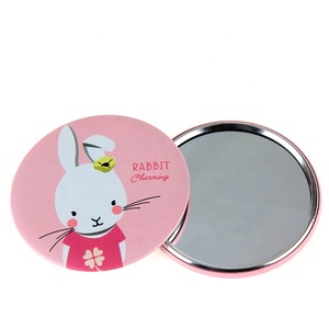 Custom Lightweight Metal Mini Round Hand Pocket Mirror for Makeup Cute Printed Logo Promotional Gifts