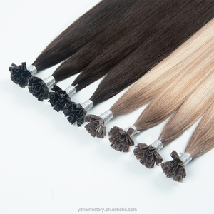 ต่อผมหยิกคุณภาพสูง Yuanzhen แบบ V Tip ผมรัสเซียแบบ Double Drawn ต่อผมแบบ V Tip ด้วยเคราติน - Product Image 1