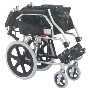 Silla de ruedas <span class=keywords><strong>manual</strong></span> portátil ligera para discapacitados Aluminio plegable con asa trasera para viajes - Product Image 3