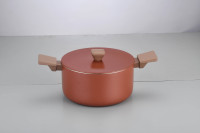 Ustensiles de cuisine en aluminium avec revêtement en marbre pressé, ensemble de 8 pièces, ustensiles de cuisine orange avec couvercle plat en aluminium