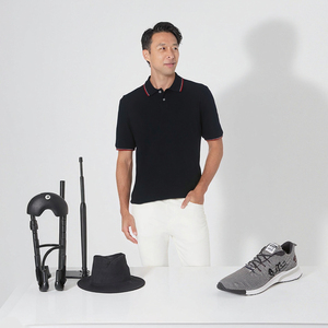 Men's <b>Black</b> Short Sleeve <b>Polo</b> <b>Shirt</b> Contrast Trim Collar Casual Solid Color Tops - Product Image 5