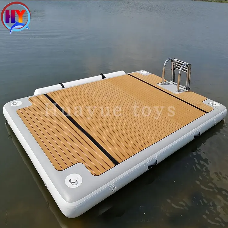 Nhà Máy Chất Lượng Tốt DWF Inflatable Nổi Nền Tảng Dock Với Cứng Thang Cho Câu Cá Giải Trí Nền Tảng Nước Với Giá Rẻ