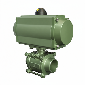 Fabrication de vanne à bille pneumatique en acier inoxydable soudée en trois parties DN25 1 pouce AC220V - Product Image 4