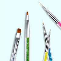5 PIÈCES 2-En-1 Brosse de Manucure Sélecteur Double Usage Stylo Poignée Brillante 2 Voies Utiliser Nail Art Peinture Sculpture Brosse Dot Stylo
