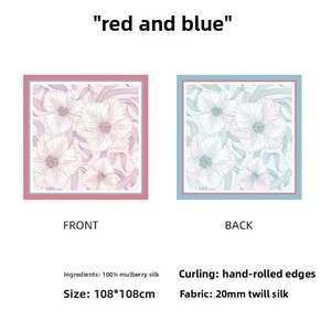 <span class=keywords><strong>Foulard</strong></span> d'été 100% <span class=keywords><strong>Soie</strong></span> de Mûrier Pure 109x109cm Carré pour Femme, Motif Géométrique Vintage, Multifonctionnel, pour le Cou, la Tête et les Cheveux - Product Image 3