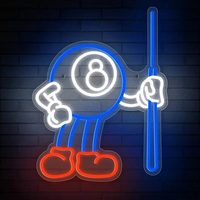 Desain Gratis Didukung, Papan Neon Olahraga, Gaya Grafis Sepak Bola Bisbol Biliar, Ukuran Kustom untuk Klub Pribadi atau Ruang Pria