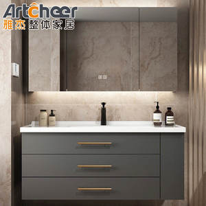 עץ מלא ריהוט הבלי אמבטיה ארונות עיצוב מחיר מודרני יהירות אמבטיה סט עם קוורץ השיש - Product Image 2