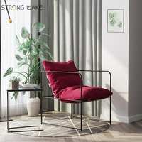Canapé simple nordique de luxe chaise longue en cuir d'appoint moderne fauteuil moderne fauteuil à ossature métallique pour salon