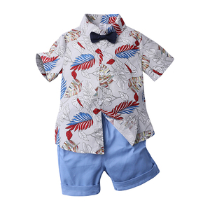 Ventes en gros de vêtements pour enfants, ensembles de chemises à fleurs et shorts pour garçons, costume 2 pièces pour l'été - Product Image 2