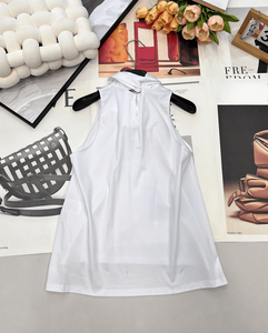 Blusa sin Mangas con Cuello Alto para Mujer, Top con Cuello de Lazo y Acento Floral 3D, Ropa Casual Elegante para Oficina y Salidas Diarias - Product Image 2