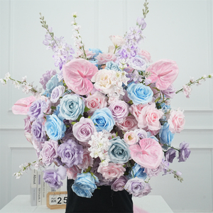 Arrangement de boules de fleurs pour mariage, centre de table fait main, boules de fleurs artificielles bleu clair et rose - Product Image 1