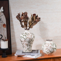 Vase en céramique de style chinois moderne, bleu et blanc, avec des fleurs en porcelaine craquelée, des fleurs séchées, hydroponie, sens avancé, ornements
