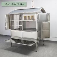 Cage d'élevage de pigeons haut de gamme en acier inoxydable toutes saisons, grande volière métallique avec roues et plateaux extractibles pour pigeons de course