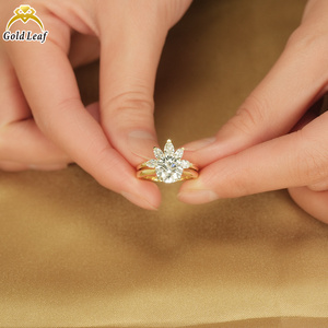 แหวนเพชรคุณภาพสูง ทองคำแท้ 14k 18k สีเหลือง ทรงกลม น้ำหนัก 1 กะรัต 2 กะรัต 3 กะรัต เกรด DEF VVS VS เพชรเลี้ยงในห้องปฏิบัติการ - Product Image 2