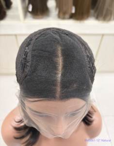 도매 천연 생모 HD 스위스 레이스 프론트 가발 투명 통기성 캡 자연스러운 보브 가발 - Product Image 4