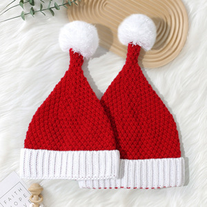 Christmas Hats Santa Claus Knitted Wool Hat Warm Windproof Adult Children Sizes Classic Style Soft Acrylic Fiber - Product Image 1