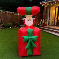Père Noël gonflable avec logo, boîte cadeau lumineuse à LED, décoration et ornement de jardin pour les fêtes