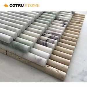 Pannello curva scanalata di Carrara bianco marmo bianco Tile parlante <span class=keywords><strong>travertino</strong></span> Base parete Deco curva piastrelle di marmo Backsplash - Product Image 1