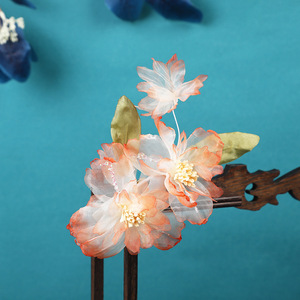 24 Nouvelles Pinces à Cheveux Artisanales au Design Original, Motifs Carpes Koï et Fleurs d'Oranger, Accessoires de Coiffure Hanfu Floraux Plaqués à Chaud Abordables - Product Image 2