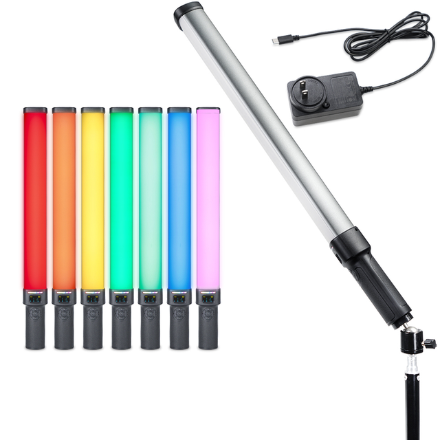 W270RGB Magnetic Chargeable RGB Colorful Handheld LED Video Light Stick with Baffle for TikTok Yotube Photography Studio