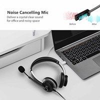 Casque téléphonique avec prise 3.5 et connecteur USBA USBC et microphone antibruit pour ordinateur portable
