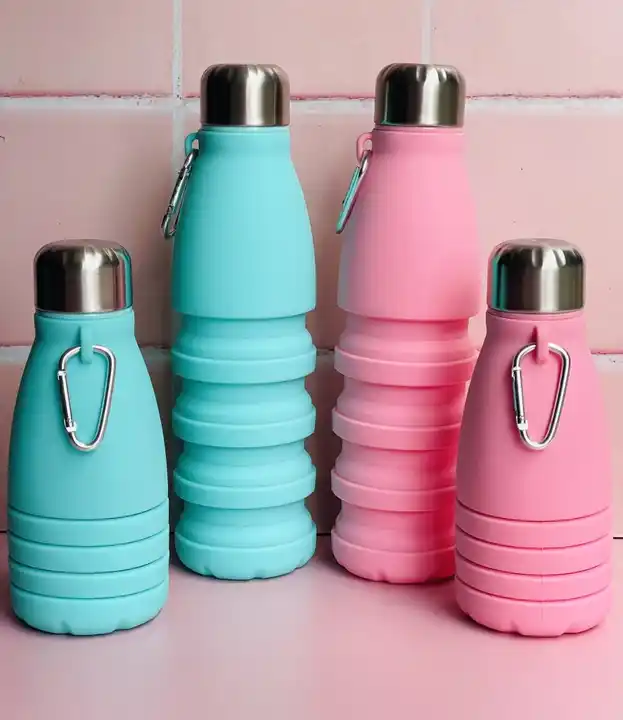 Foldable Silicone Cups Straw, Silicone Water Bottles